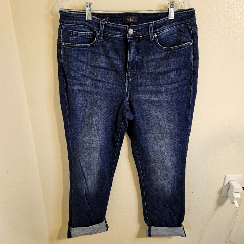 NYDJ Sheri Slim Cuffed Blue Jeans Women's Size 12